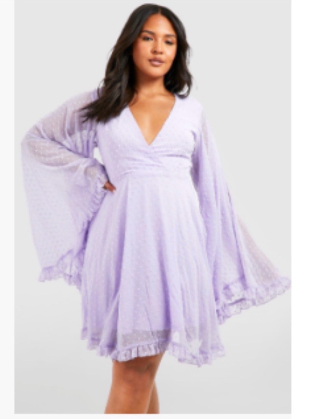 Boohoo Lilac Swiss Dot Mini Dress - Picture 5 of 5